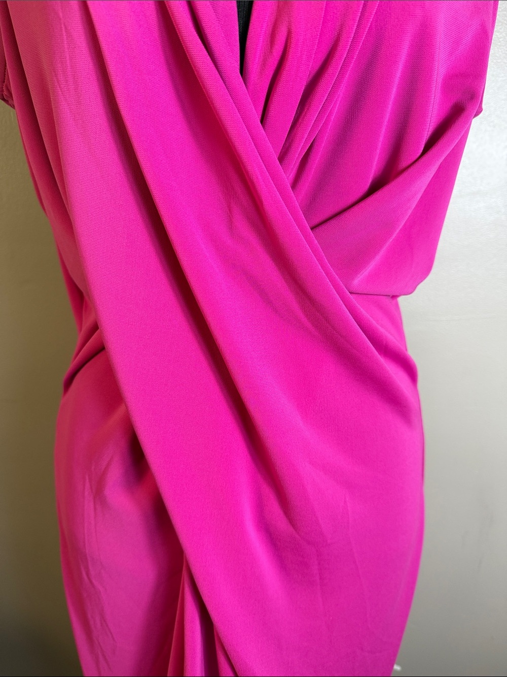 Talbots Woman Draped Surplice V-Neck Dress in Hot Pink Fuchsia Sz 1X - Picture 3 of 8